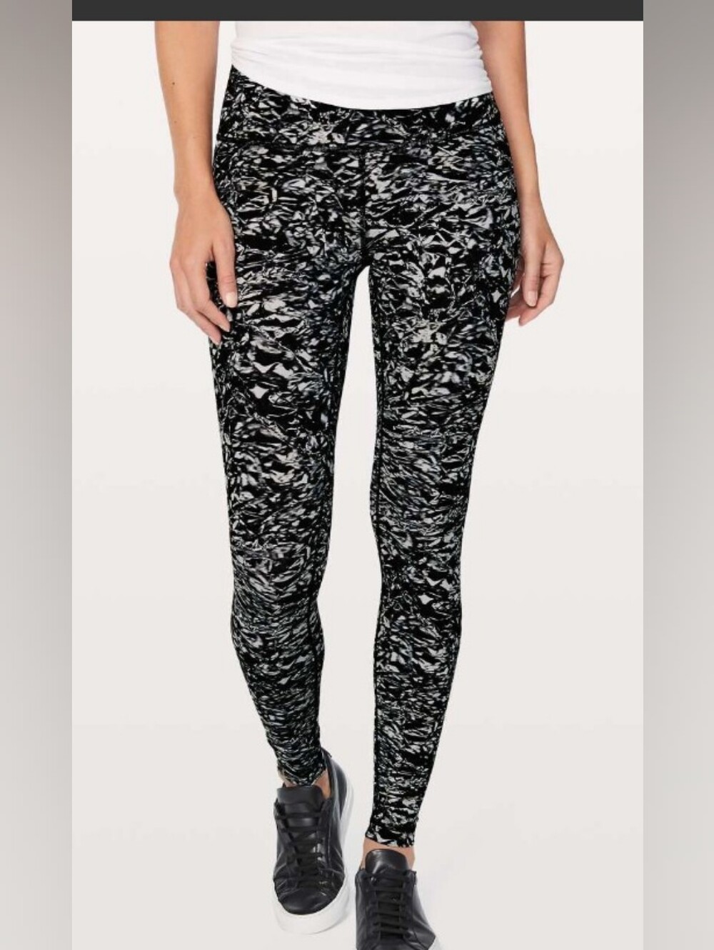 Lululemon Wunder Under Hi-Rise Tights Liquid Size 2 Platinum Alpine White/Black
